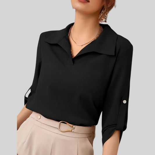 Roll-Up Sleeve Solid Blouse