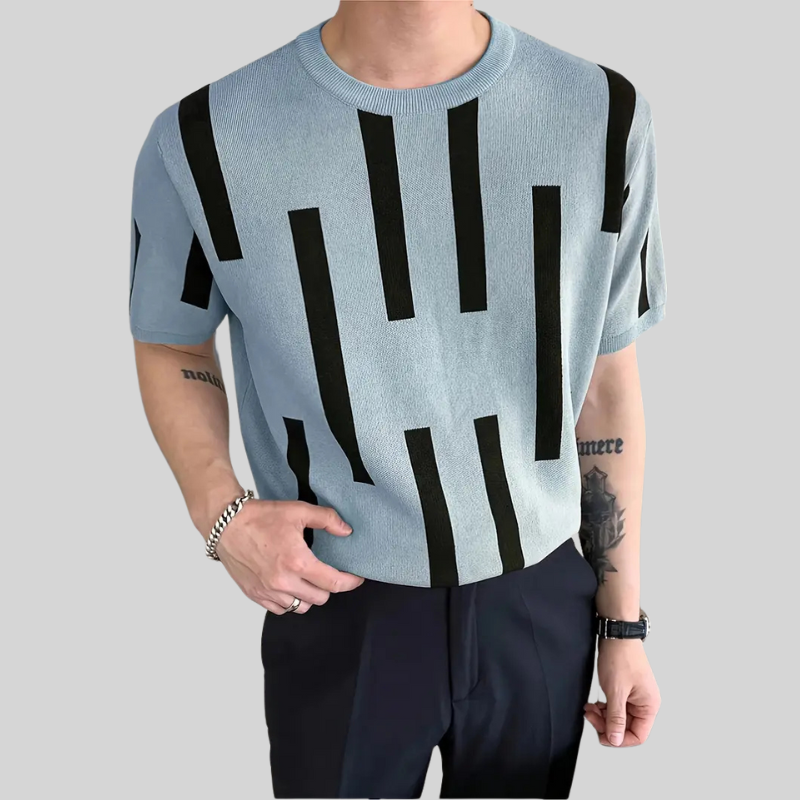 Color Block Casual Knit T-Shirt